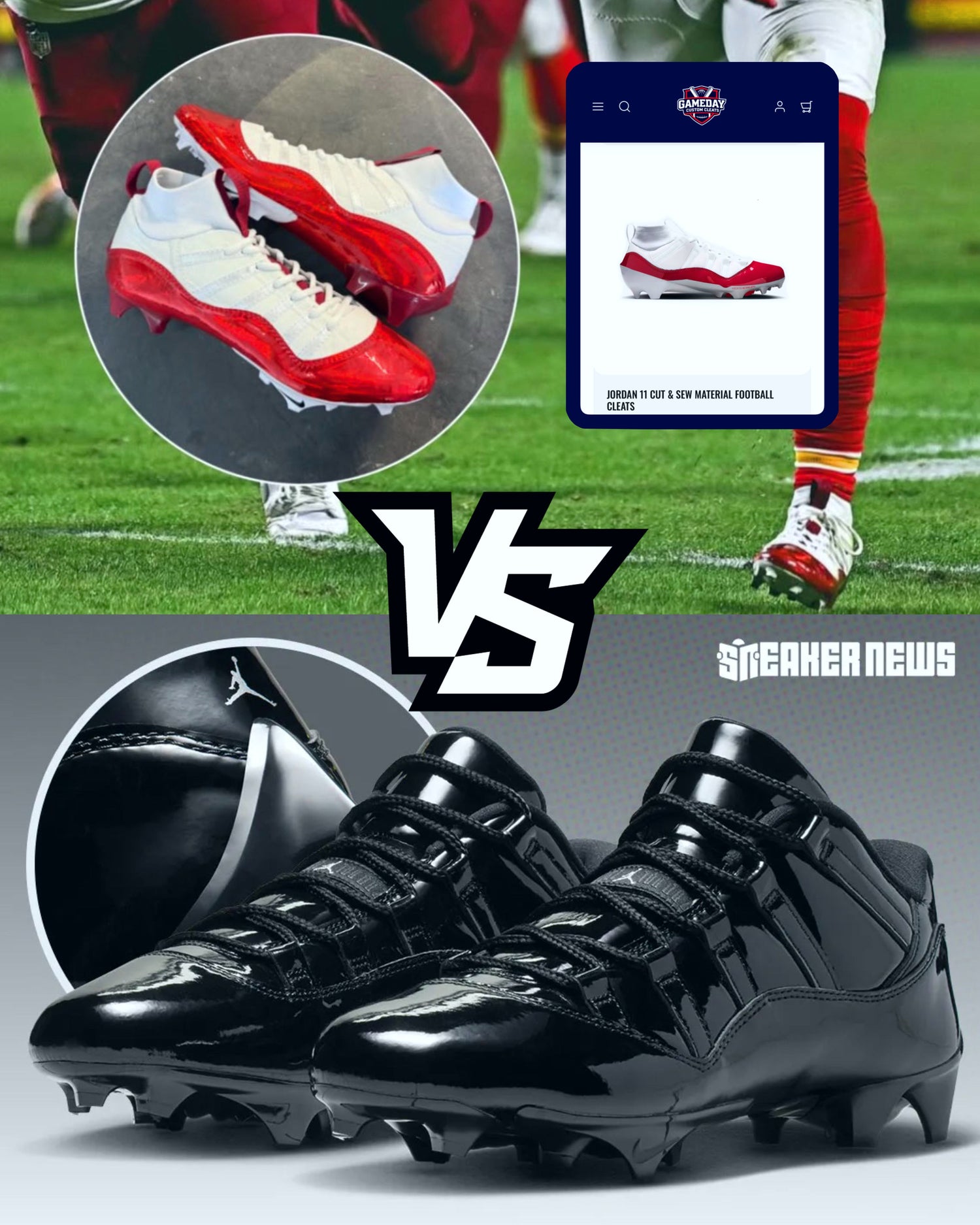 Jordan 11 Football Cleats vs Custom Vapor Edge Pro 1 Cleats Gameday Custom Cleats