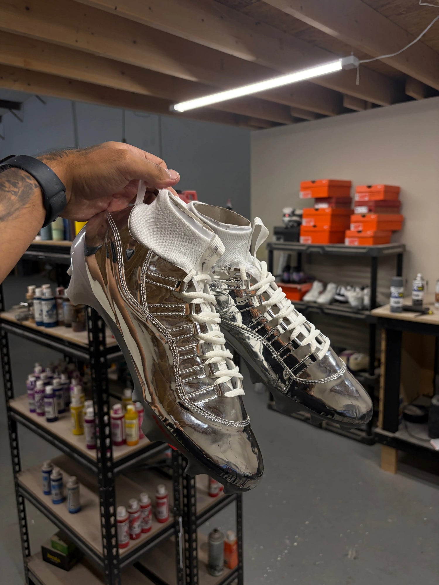 Chrome Jordan 11 Cut & Sew Material Football Cleats
