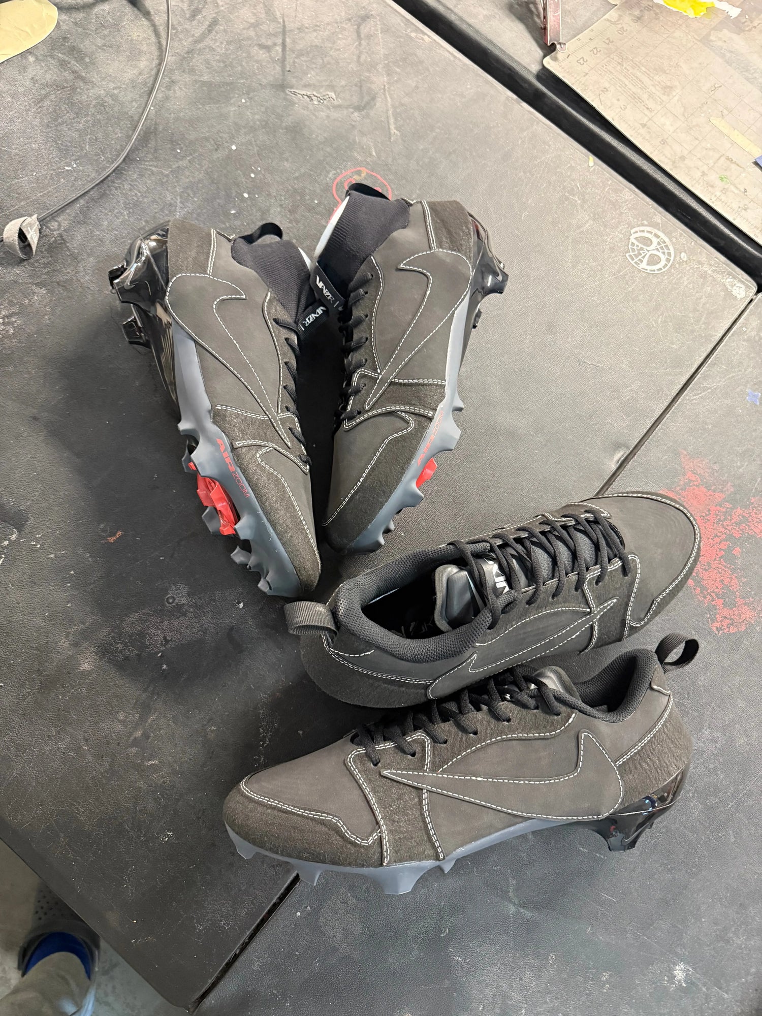 Jordan 1 Phantom Travis Scott Cut & Sew Material Football Cleats Gameday Custom Cleats