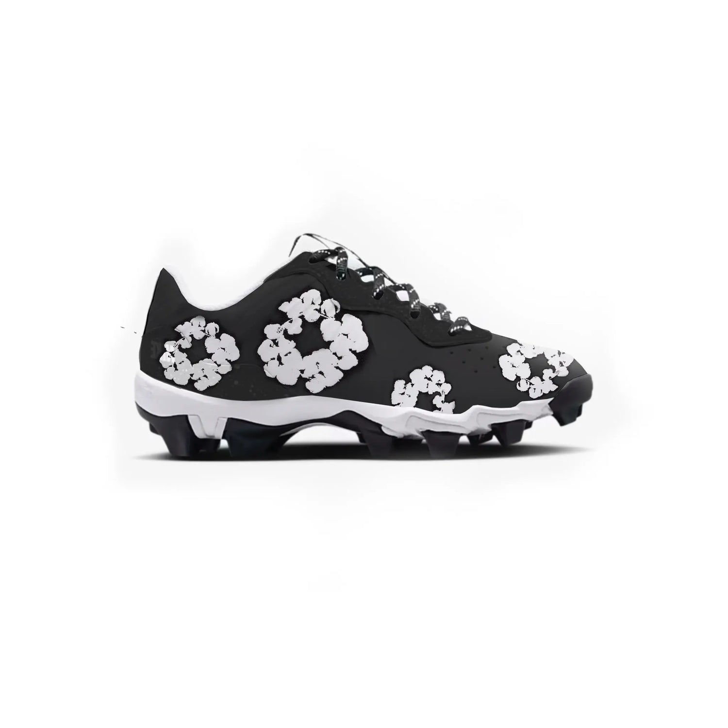 Denim Flower Youth Baseball Cleats Gameday Custom Kicks
