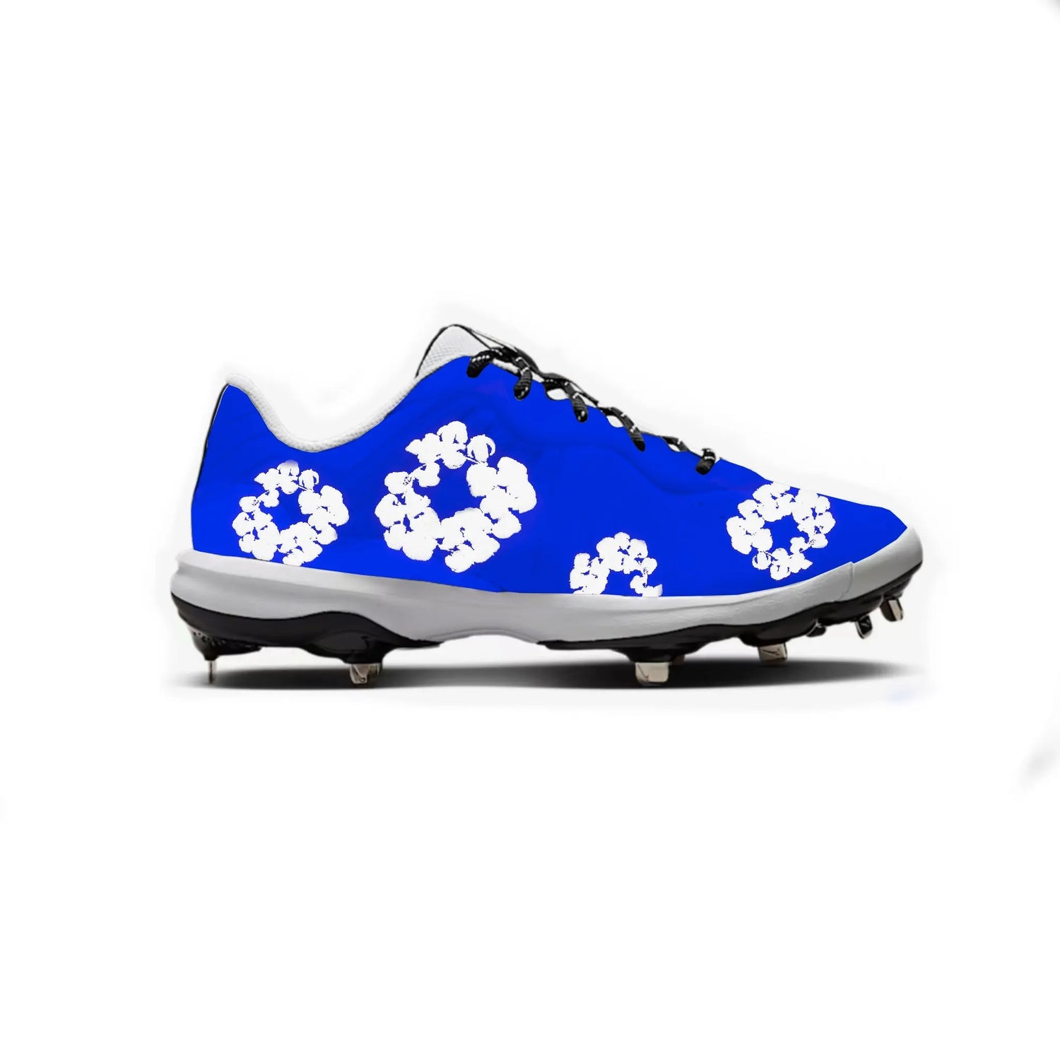 Denim Flower Baseball Cleats Gameday Custom Kicks