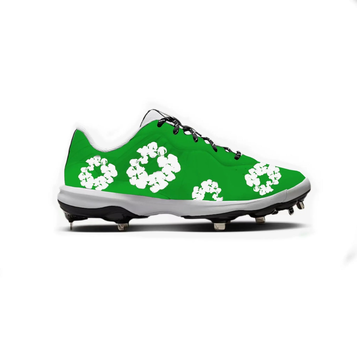 Denim Flower Baseball Cleats Gameday Custom Kicks