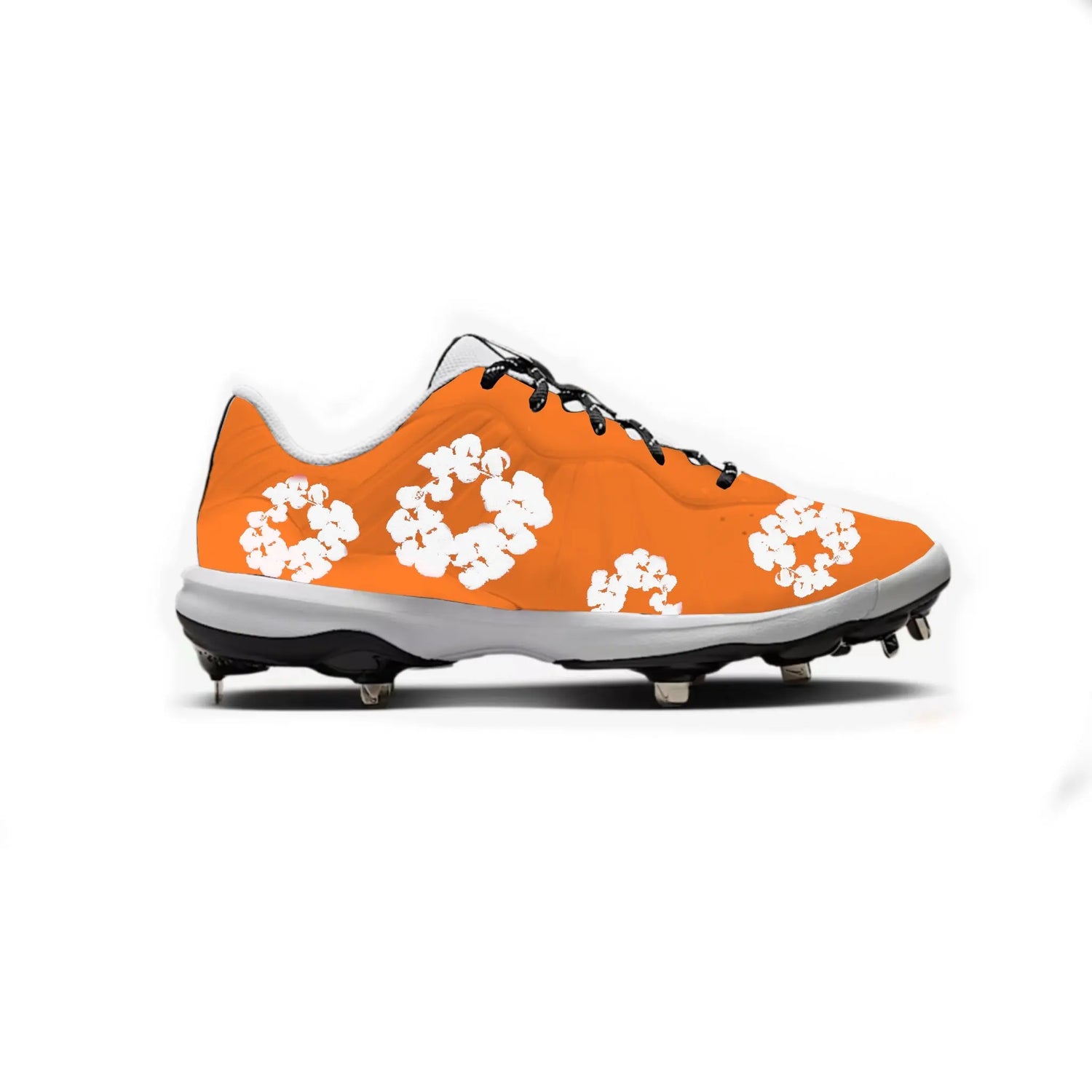 Denim Flower Baseball Cleats Gameday Custom Kicks