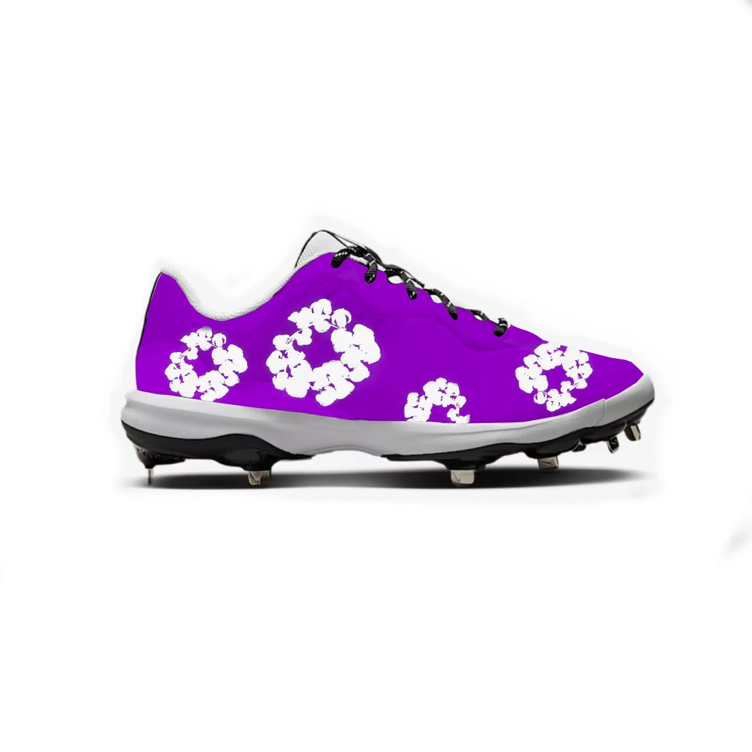 Denim Flower Baseball Cleats Gameday Custom Kicks