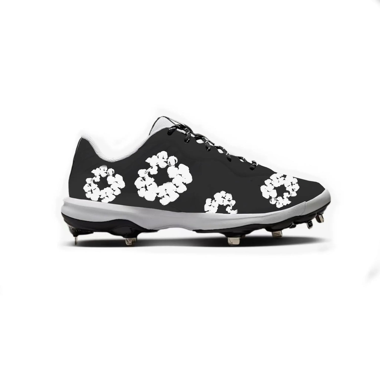 Denim Flower Baseball Cleats Gameday Custom Kicks