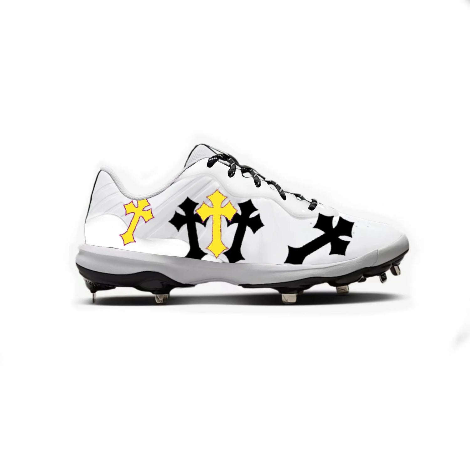 Crosses Baseball Cleats (White) Gameday Custom Kicks