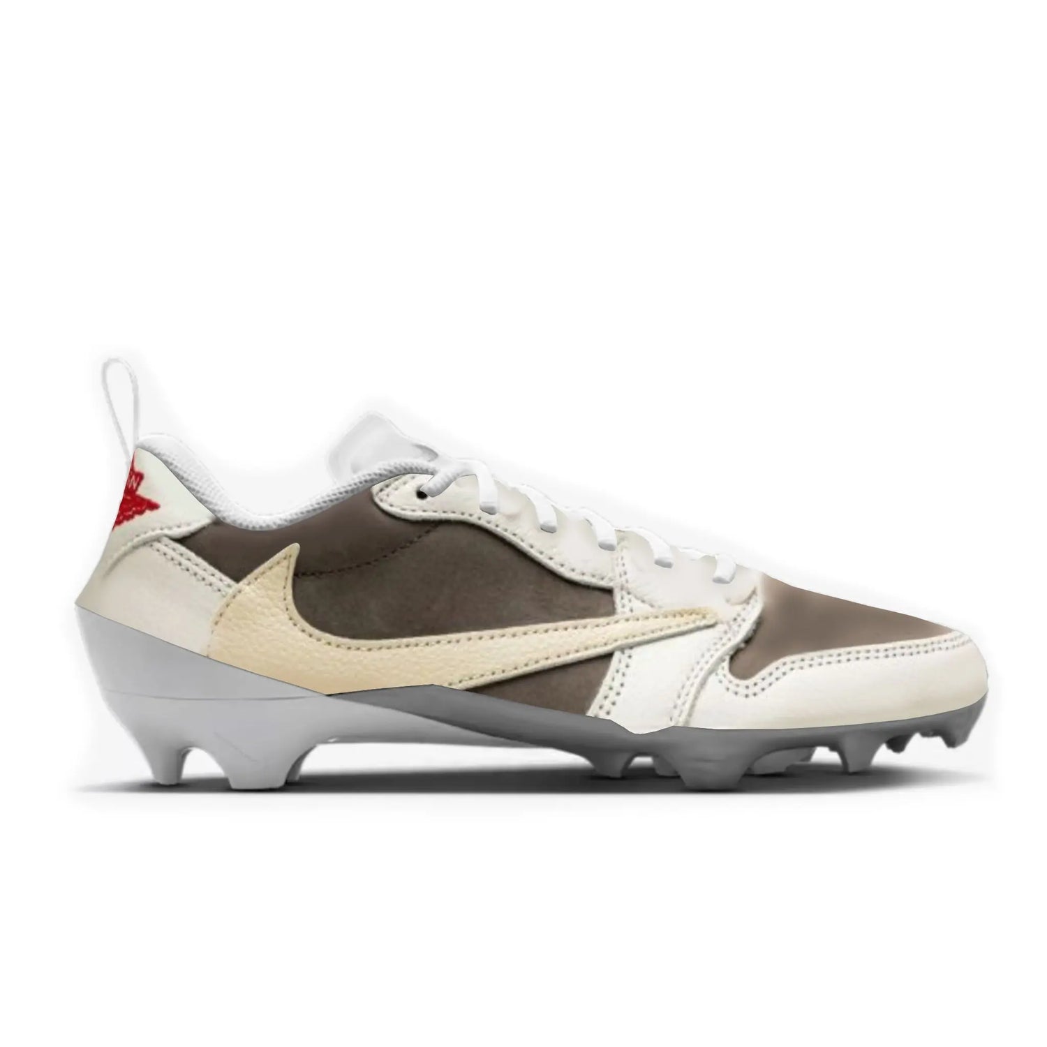 Jordan 1 Reverse Mocha Cut & Sew Material Football Cleats Gameday Custom Cleats