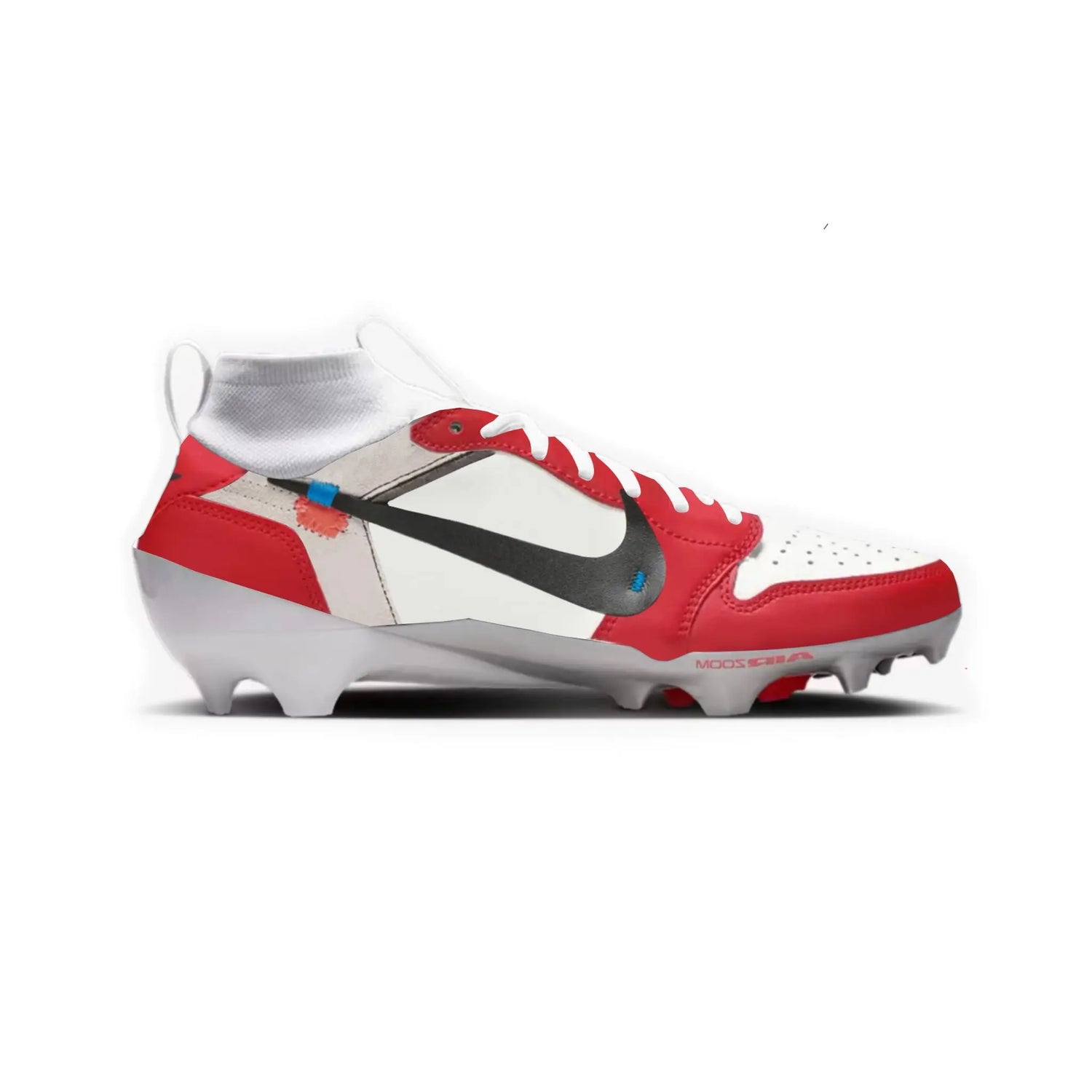 OW Jordan 1 Cut & Sew Material Football Cleats Gameday Custom Cleats