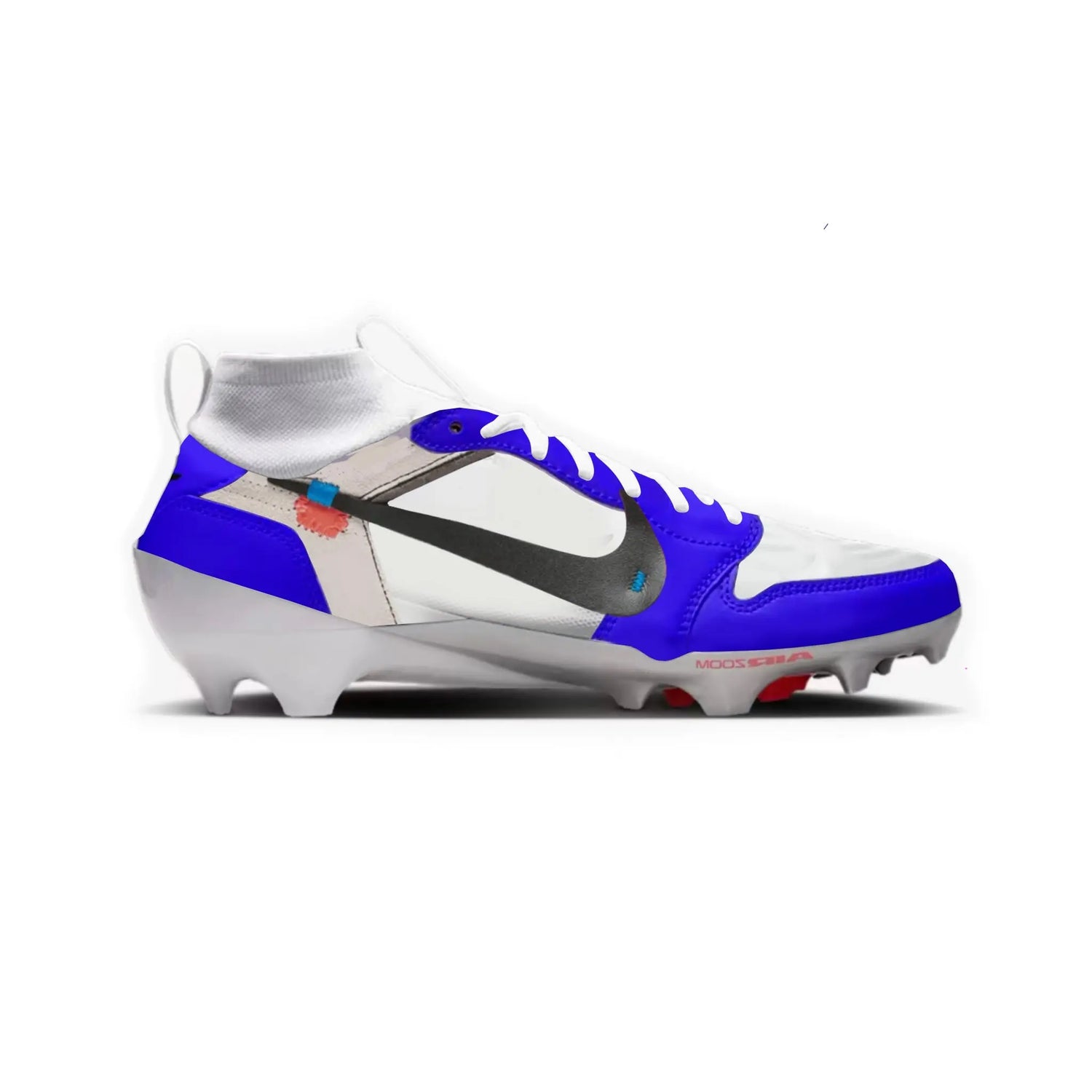 OW Jordan 1 Cut & Sew Material Football Cleats Gameday Custom Cleats