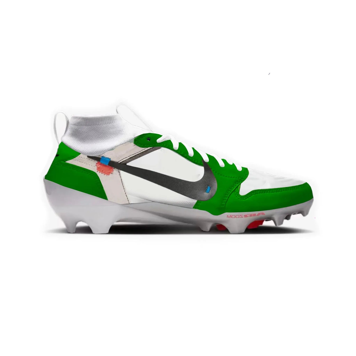 OW Jordan 1 Cut & Sew Material Football Cleats Gameday Custom Cleats