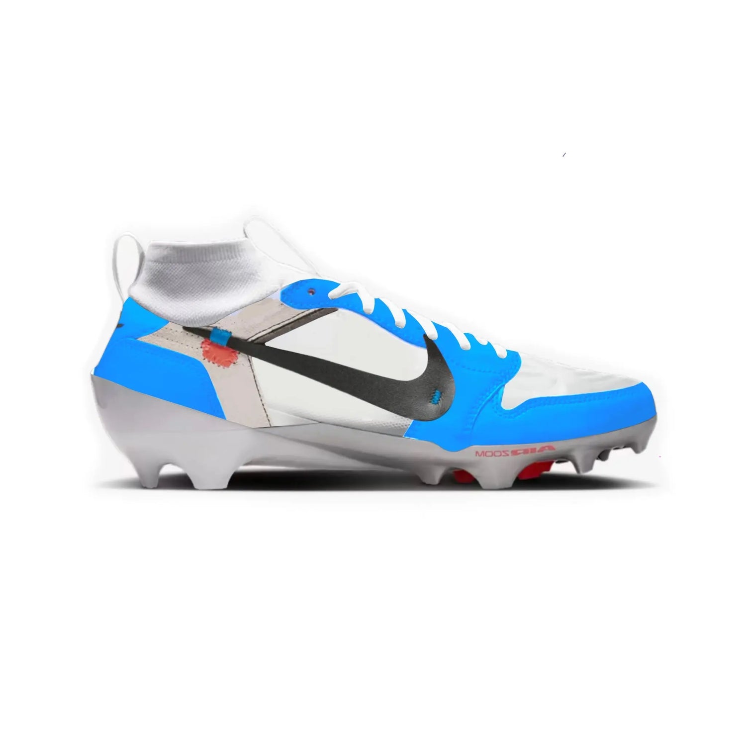 OW Jordan 1 Cut & Sew Material Football Cleats Gameday Custom Cleats