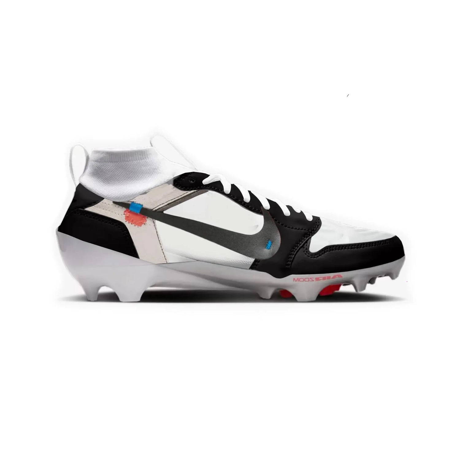 OW Jordan 1 Cut & Sew Material Football Cleats Gameday Custom Cleats