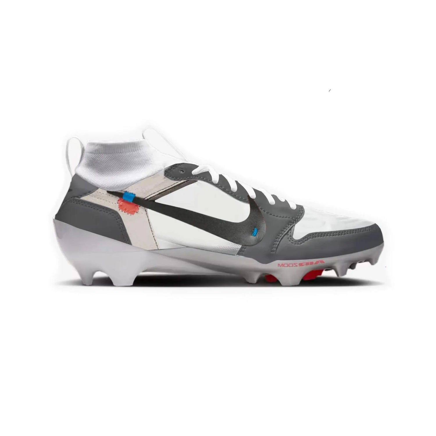 OW Jordan 1 Cut & Sew Material Football Cleats Gameday Custom Cleats