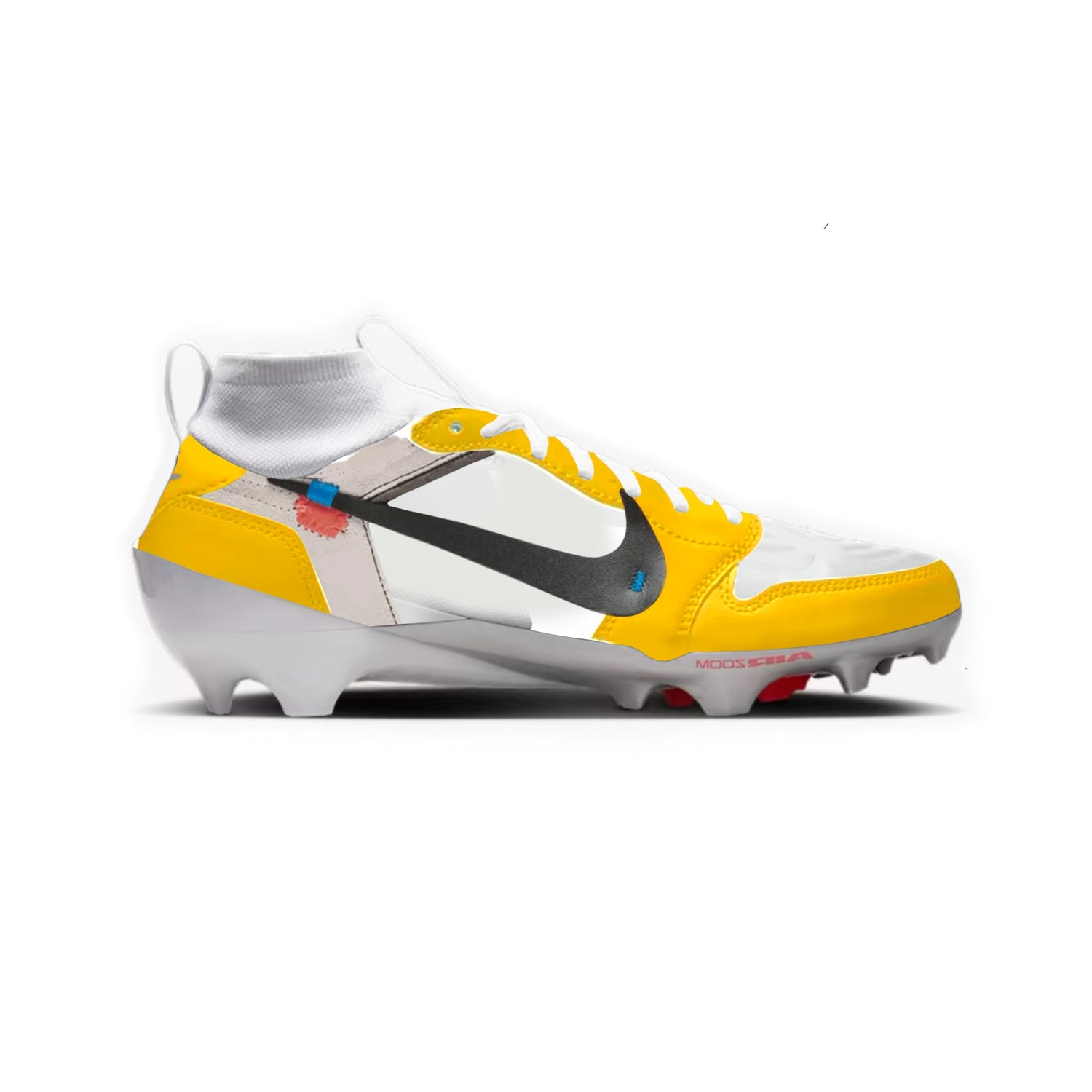 OW Jordan 1 Cut & Sew Material Football Cleats