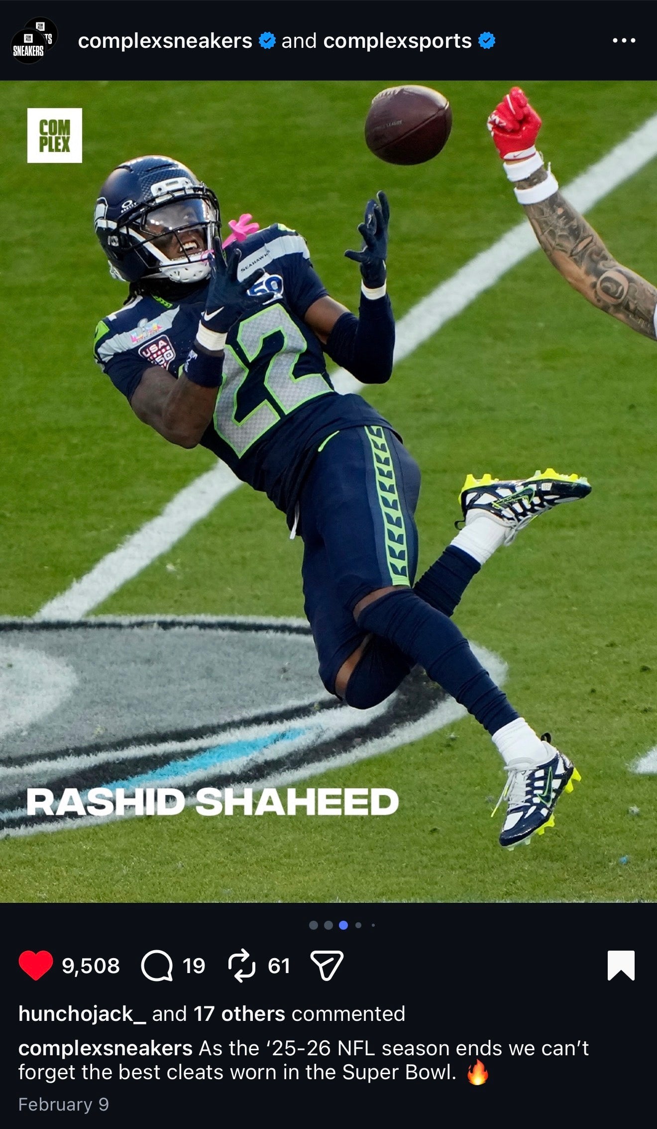 Rashid Shaheed Seahawks-Inspired Nike P-6000 Cleats by GameDay Custom Cleats Featured by Complex Sports Super Bowl LX Gameday Custom Cleats