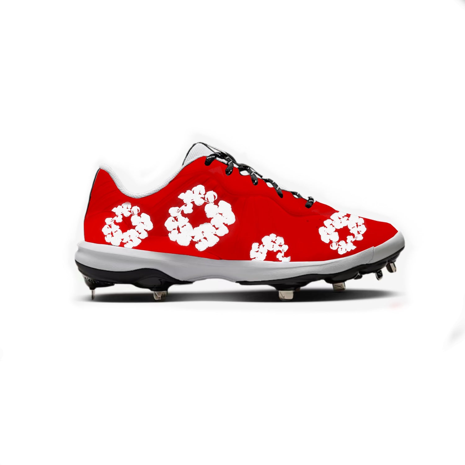 Denim Flower Baseball Cleats