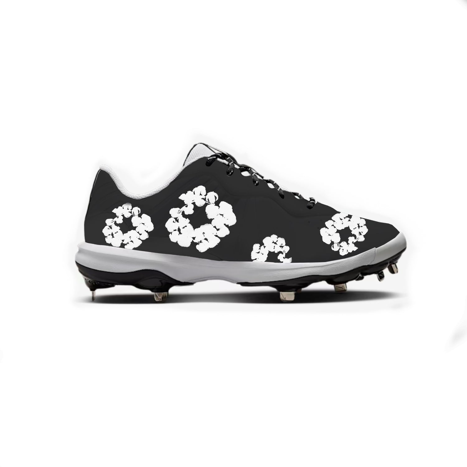 Denim Flower Baseball Cleats